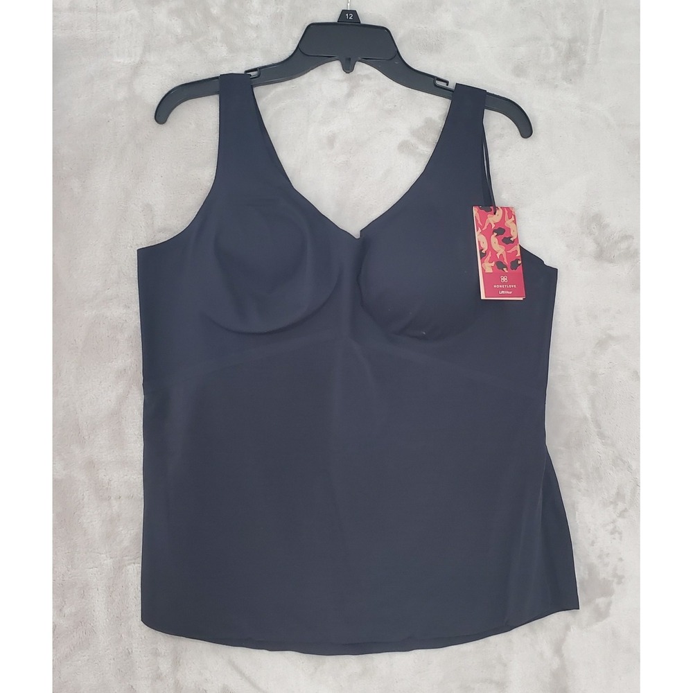 Honeylove‎ Liftwear Tank Removable Pads Black Size 3XL Womens Plus Shapewear NWT